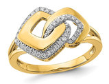 14K Yellow Gold Fashion Geometric Ring with Diamonds 1/6 Carat (ctw)